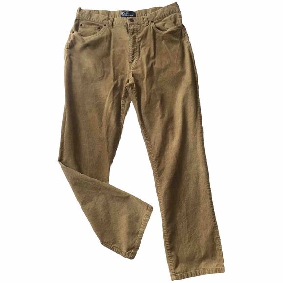Polo Ralph Lauren Corduroy Pants Straight Men 36 X 32 Tan Brown Cords Chinos EUC - Picture 1 of 12